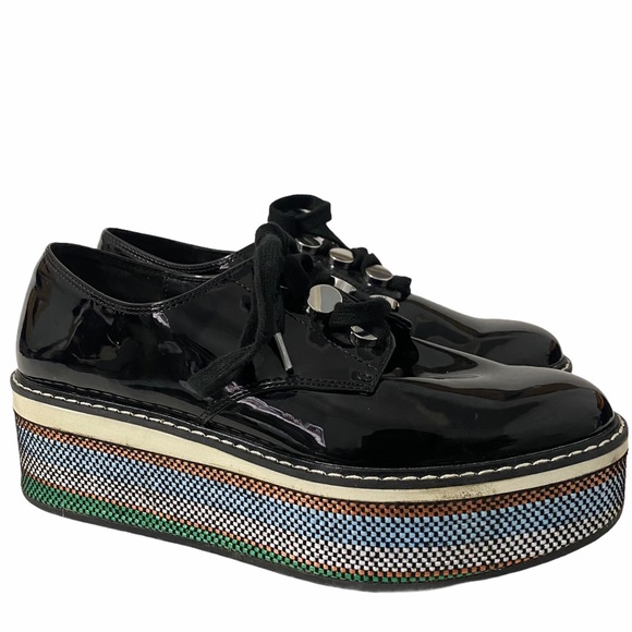 Zara Patent Platform Derby Shoes Size 40
